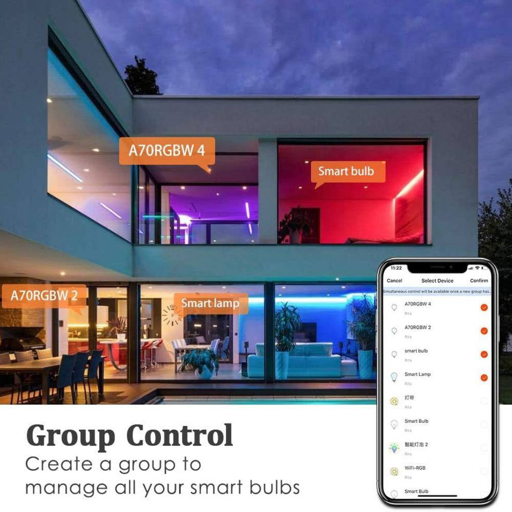65-Watt Equivalent A19 Dimmable RGB Smart LED Light Bulb