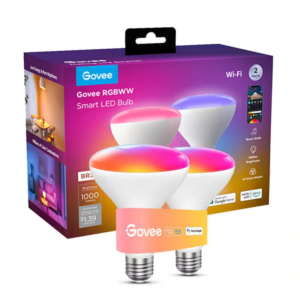 BR30 Bulb Shape BR30 Smart LED Bulb 1000LM 11.5-Watt EQ Multicolor E26 Dimmable 2-Pack