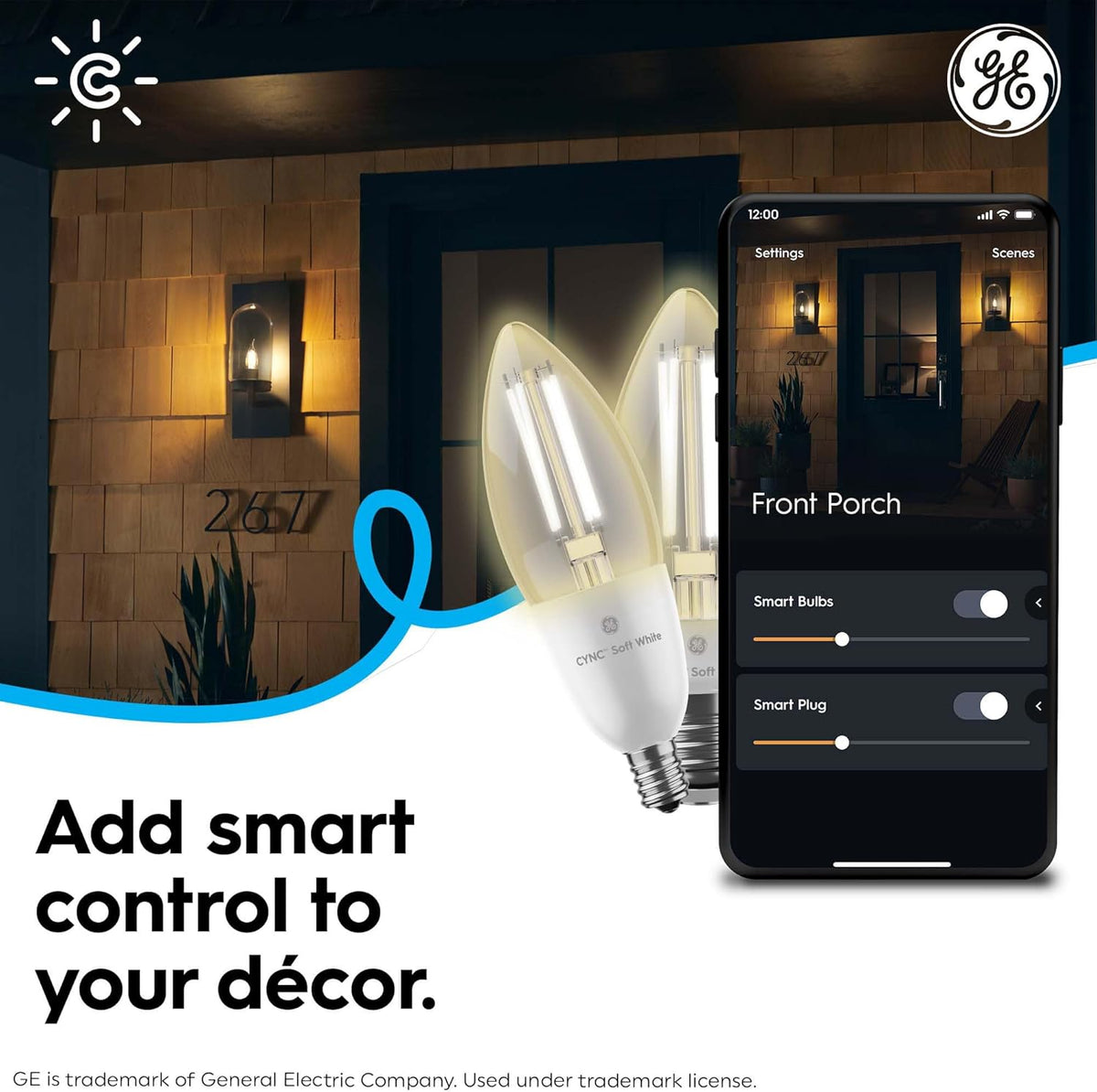 GE  Smart LED Light Bulb, B11 Candle Light Bulb, Works with Amazon Alexa and Google Home, Wifi Light, 60W Equivalent, Soft White, Small Base (Pack of 2)