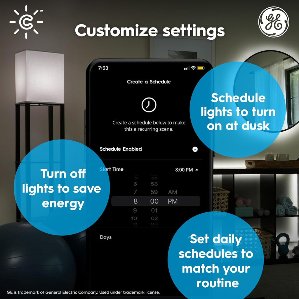 GE  Smart LED Light Bulb, B11 Candle Light Bulb, Works with Amazon Alexa and Google Home, Wifi Light, 60W Equivalent, Soft White, Small Base (Pack of 2)