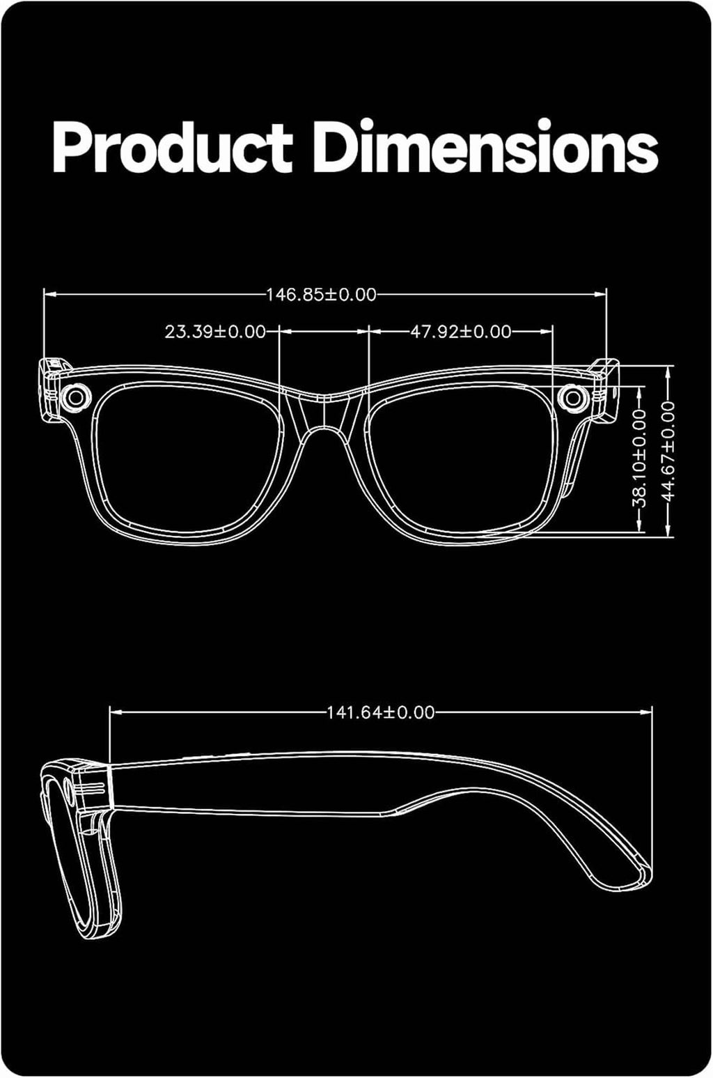 AI Smart Glasses, 800W Camera & 1080P Video, Smart Glasses with Camera and Bluetooth, AI Glasses for Calls & Musi,Uv Protection,Anti-Blue Light Glasses Everyday Wear