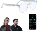 AI Smart Glasses, Translator, Open-Ear Bluetooth Audio, White TR90 Frame