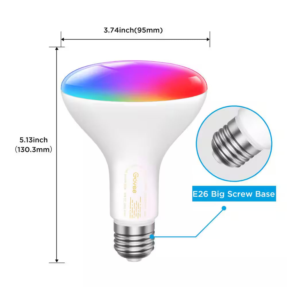 BR30 Bulb Shape BR30 Smart LED Bulb 1000LM 11.5-Watt EQ Multicolor E26 Dimmable 2-Pack