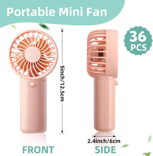 36 Pack Mini Portable Handheld Fan Bulk, Battery Operated Personal Cooling Fan for Lash Makeup, Lightweight Small Fan for Travel, Beach, Camping, Indoor Outdoor Use (Pink)