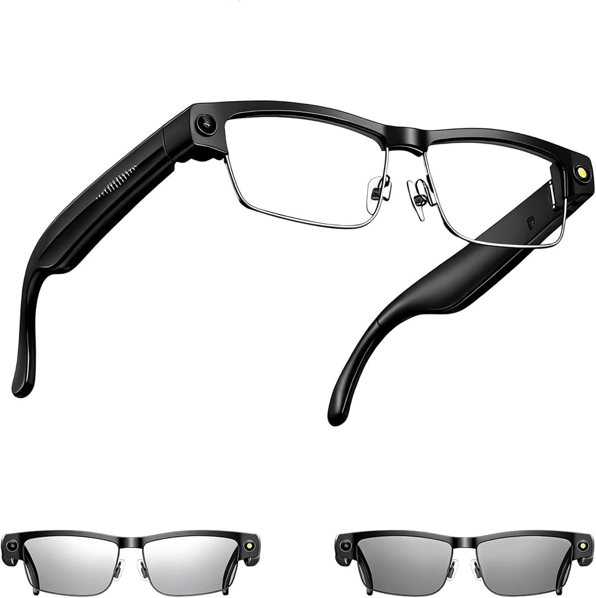 Ai Smart Glasses with Camera and Bluetooth - 8MP HD Video Recording, Real-Time Translation, with Color-Changing Lenses for Travel, Sports, Outdoor Use