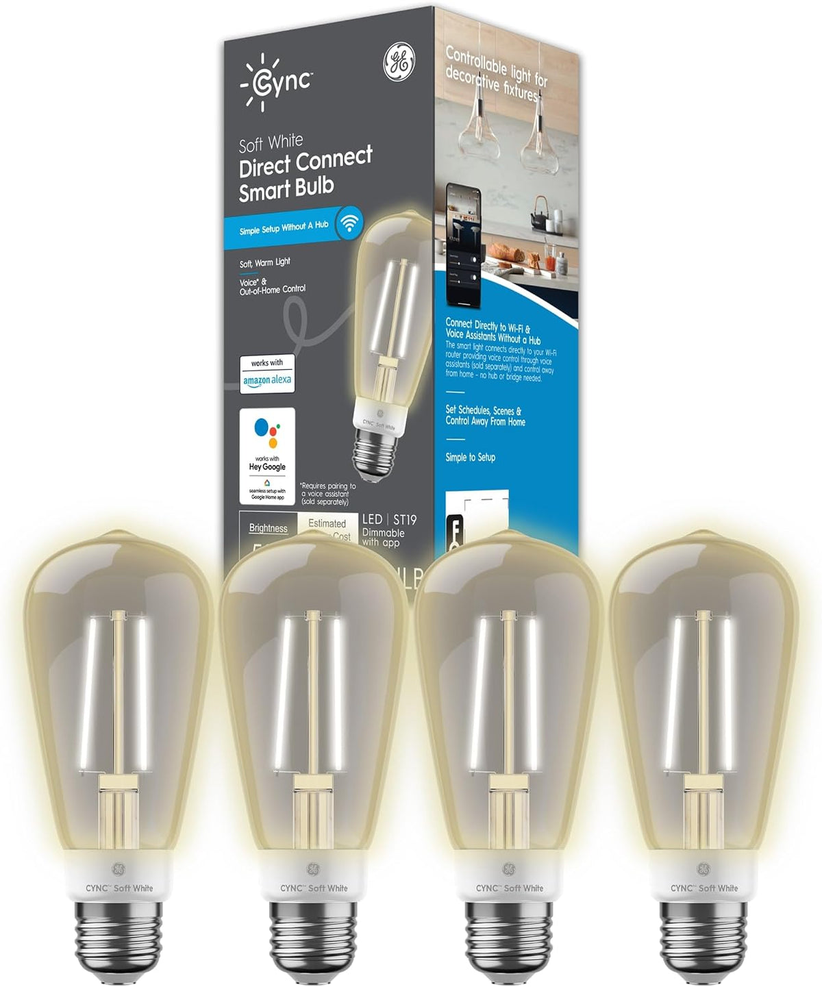 GE  Smart LED Light Bulb, ST19 Edison Style