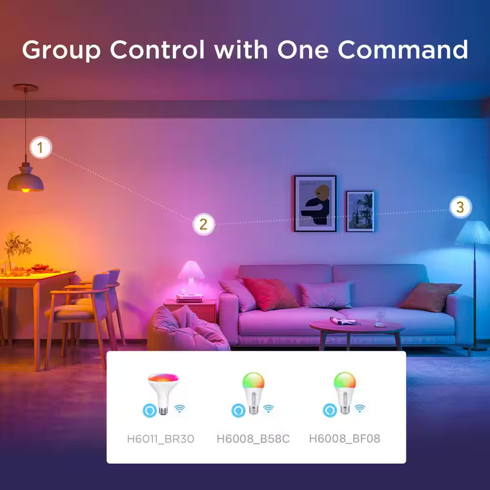 BR30 Bulb Shape BR30 Smart LED Bulb 1000LM 11.5-Watt EQ Multicolor E26 Dimmable 2-Pack