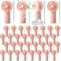 36 Pack Mini Portable Handheld Fan Bulk, Battery Operated Personal Cooling Fan for Lash Makeup, Lightweight Small Fan for Travel, Beach, Camping, Indoor Outdoor Use (Pink)