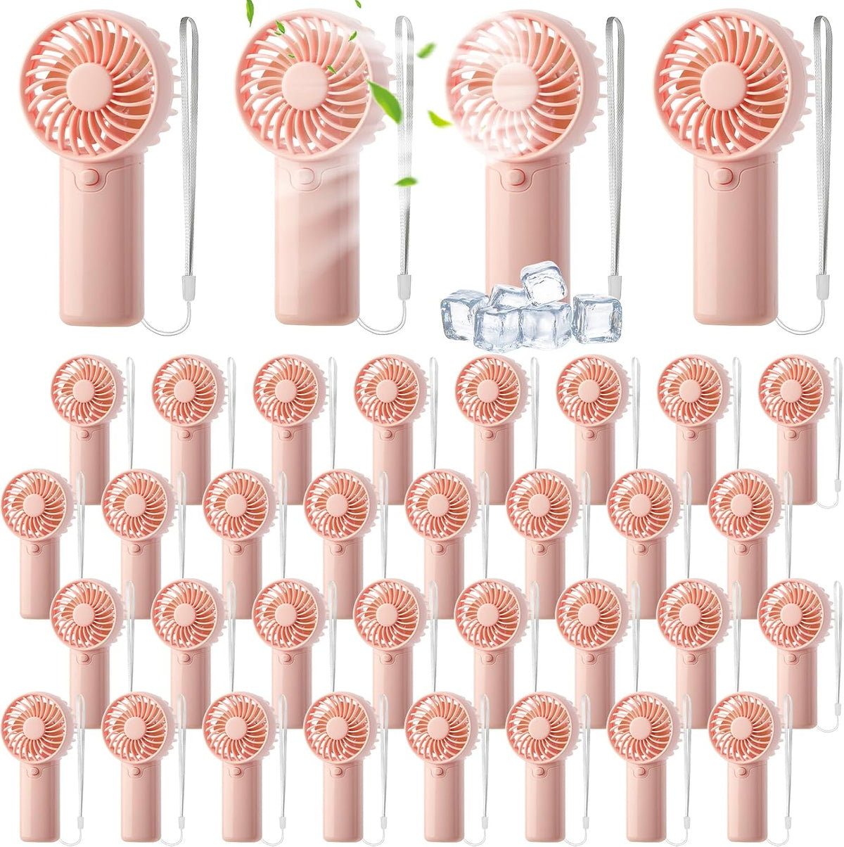 36 Pack Mini Portable Handheld Fan Bulk, Battery Operated Personal Cooling Fan for Lash Makeup, Lightweight Small Fan for Travel, Beach, Camping, Indoor Outdoor Use (Pink)