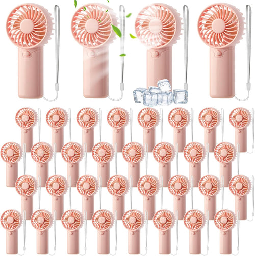 36 Pack Mini Portable Handheld Fan Bulk, Battery Operated Personal Cooling Fan for Lash Makeup, Lightweight Small Fan for Travel, Beach, Camping, Indoor Outdoor Use (Pink)