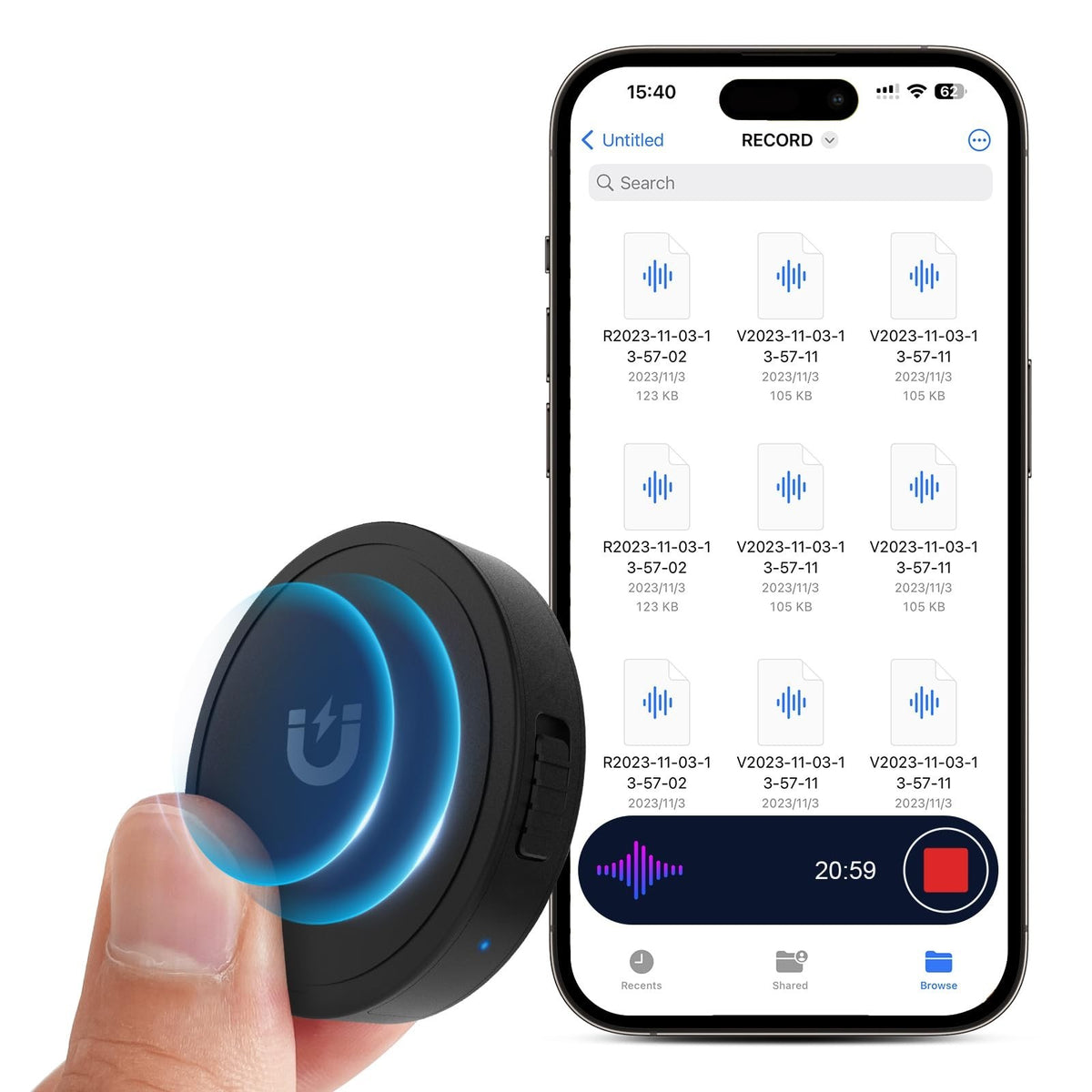 132G (9800 Hour) Voice Activated Recorder - Elasound Voice Recorder with AI-I...