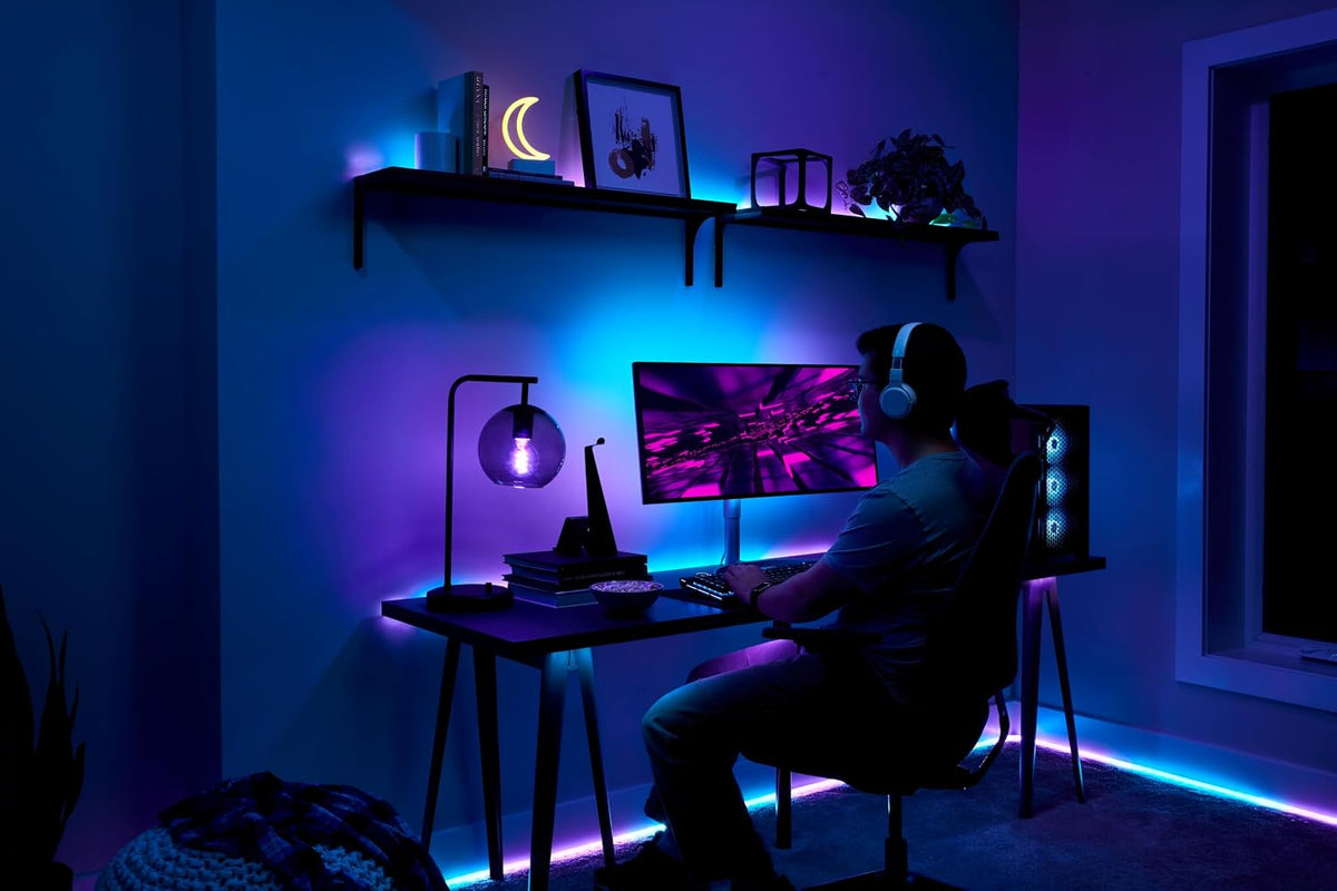 GE Dynamic Effects Smart LED Light Strip with Music Sync, Color Changing Wifi Lights, Indoor Light Strip, Compatible with Alexa and Google Home, 32Ft and Power Supply