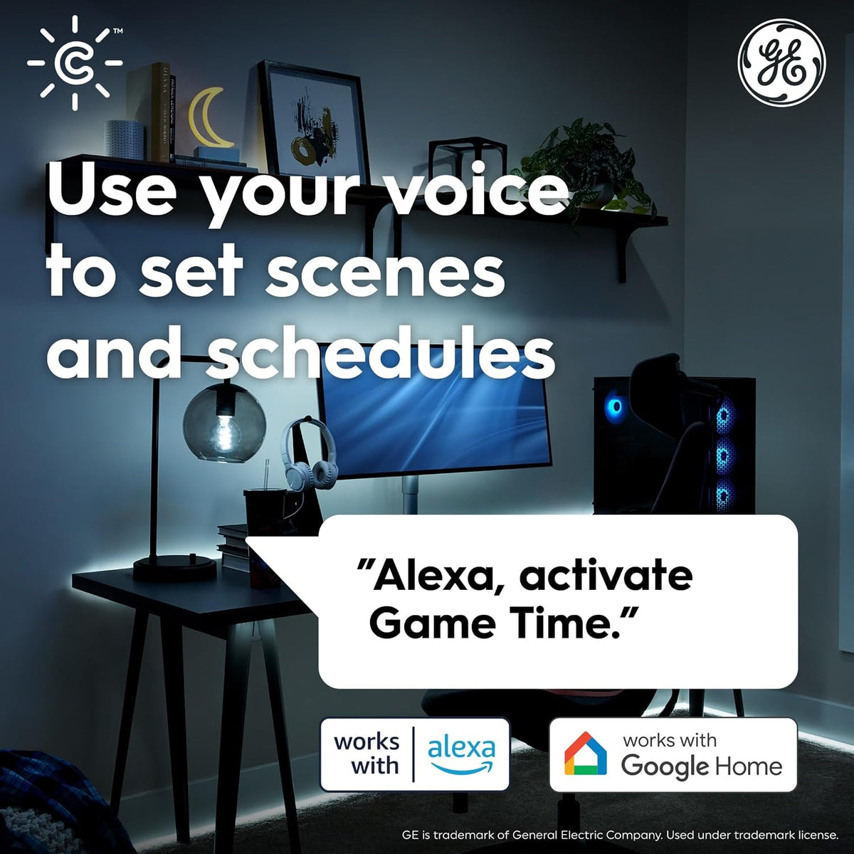 GE  A19 Smart LED Light Bulbs, Color Changing Room Décor, 2 Pack