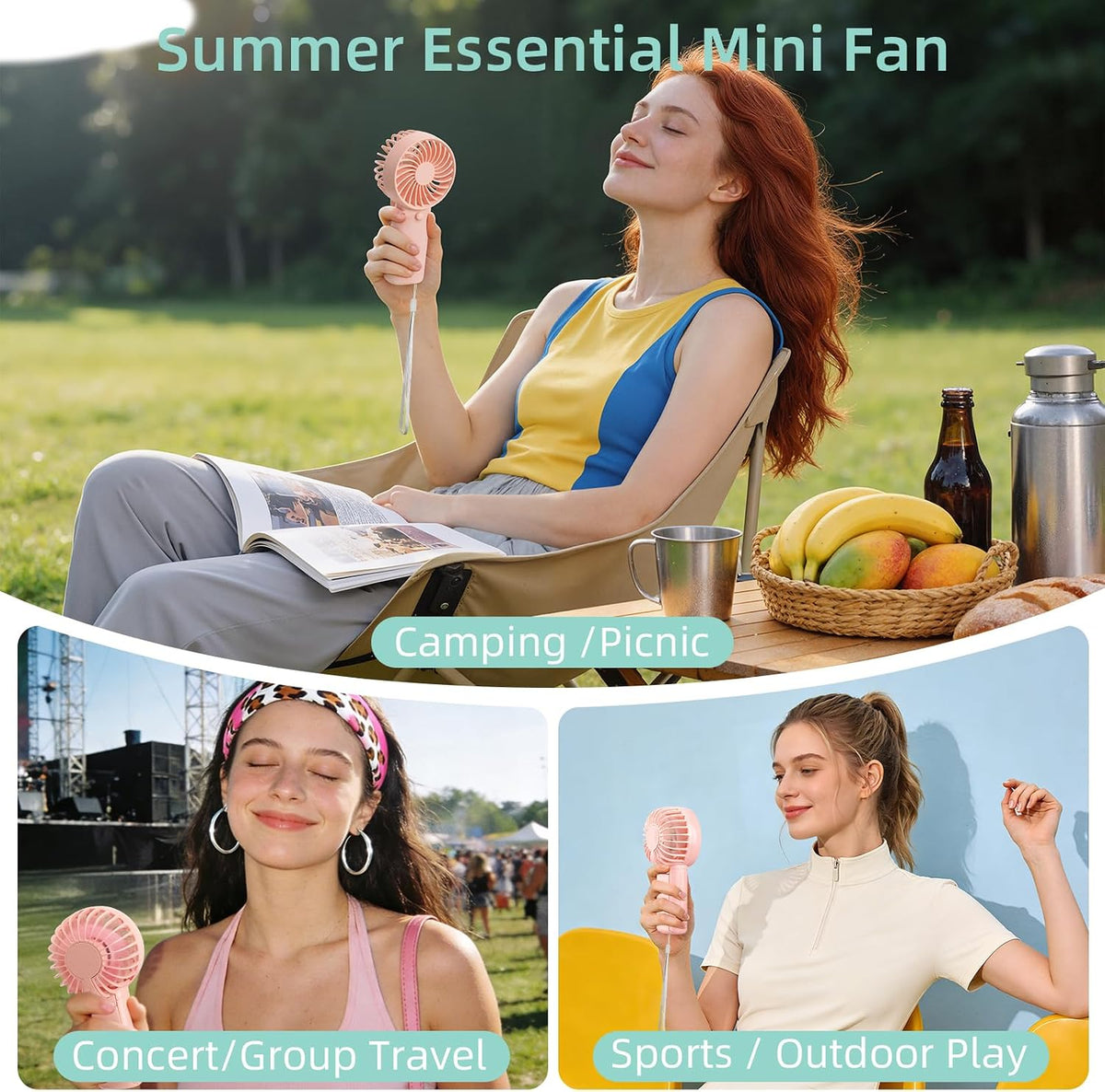 36 Pack Mini Portable Handheld Fan Bulk, Battery Operated Personal Cooling Fan for Lash Makeup, Lightweight Small Fan for Travel, Beach, Camping, Indoor Outdoor Use (Pink)
